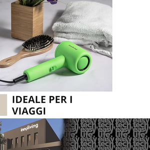 Innoliving Asciugacapelli Mini INN-612 Rosa, Compatto e Pieghevole, 1200W, Doppia Velocità, Disponibile in Vari Colori, Design Portatile per Viaggi e Palestra