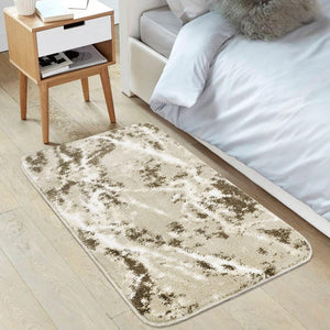 Tappeto Salotto Bagno 60x100 cm Effetto Marmo Arredo Camera Scendiletto Pelo Corto Beige