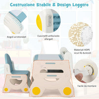 Set Tavolo e sedia per Bambini, Tavolo per Bambini con Sedia, Tavolo da Disegno Cancellabile e Ripiano, per Disegnare, Leggere, Giocare, Ideale per Bambini 3-8 Anni (Blu)