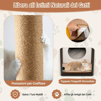 Cuccia per Gatti, Casetta per Gatti con Giocattolo a Palla Pensile e Dispositivo Anti-Ribaltamento, Tavolino Moderno e Multisuo con Case per Gatti, 60 x 36 x 66 cm(Marrone)