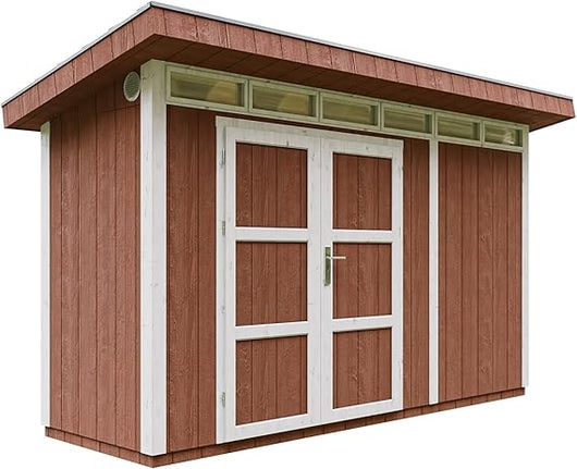 Casetta da Giardino di QUALITÃ€ PREMIUM 4,3mq-L161xW411cm - TIMBELA M902A-REDWOOD RED