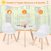 Set Tavolo e Sedie Bambini 3 Pezzi, Tavolino Rotondo per Bambini con 2 Sedie Imbottite, Mobili Cameretta per Bambini da 3 a 8 Anni