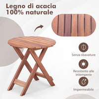 Tavolino Laterale da Giardino in Legno, Tavolino Pieghevole con Piano Traforato e Maniglia Sollevabile, Tavolino da Caffè per Interni ed Esterni con Manico per Casa, Piscina, Patio(Modello 1)