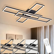 ZMH Lampada da soffitto plafoniera LED 56W nera dimmerabile telecomando design rettangolare per camera letto cucina