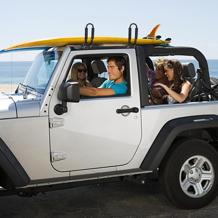 4 Pezzi Supporto da Portapacchi per Auto Porta Kayak per Tetto dell'Auto a Forma U con 4 Cinghie Incluse