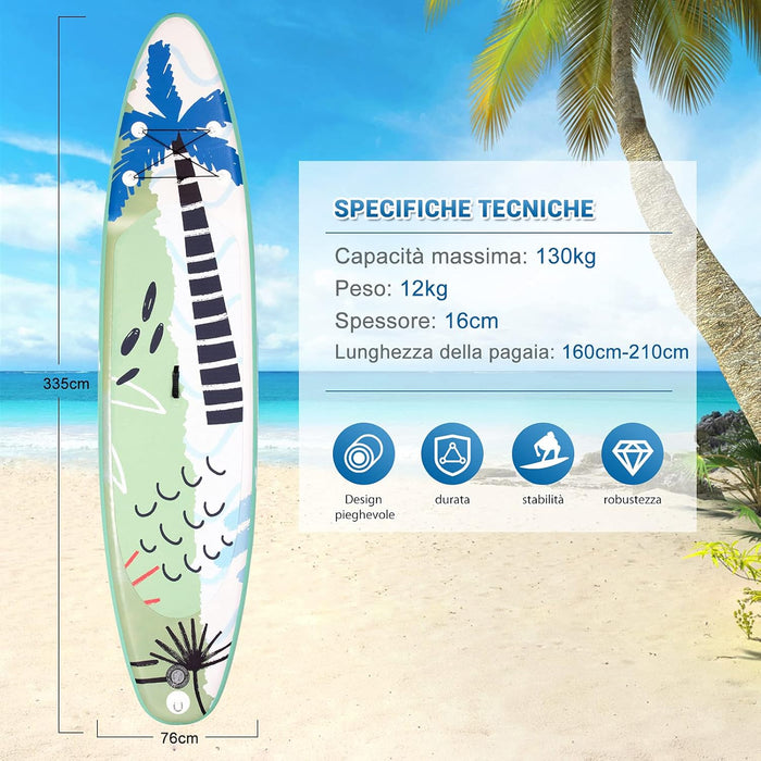 Tavola da Surf Gonfiabile Stand Up Paddle, Tavola da SUP con Accessori Completo e Borsa di Trasporto Impermeabile
