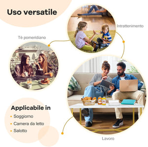 Tavolino Basso da Caffè per Salotto Soggiorno, Tavolino Rettengolare, con Effeto Marmo Bianco Lucido, 107 x 60 x 45,5 cm