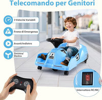 Go Kart Elettrico per Bambini, 12V Macchina Elettrica con Telecomando 3 Velocità Clacson Musica, 2-4 km/h, Regalo per Bambini 2-5 Anni (Blu)