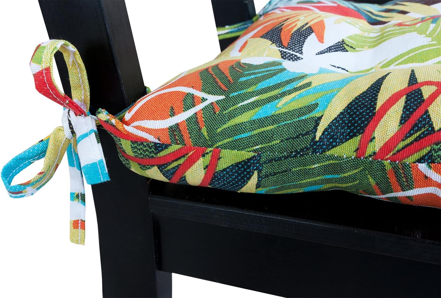 Set 4 Cuscini Sedia Palme Colorate Morbidi Imbottiti Ovatta Universali Coprisedie Cotone Lavabile