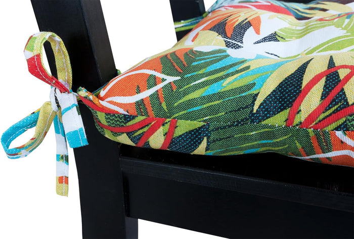 Set 4 Cuscini Sedia Palme Colorate Morbidi Imbottiti Ovatta Universali Coprisedie Cotone Lavabile