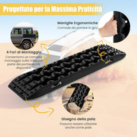 Tappetino di Trazione 2 Pezzi, Carico 10T, Piastre di Trazione per SUV Camper Auto Camion, Tavola di Recupero per Piste Offroad, per Sabbia, Neve, Fango (Nero, 107 x 31 x 7 cm)