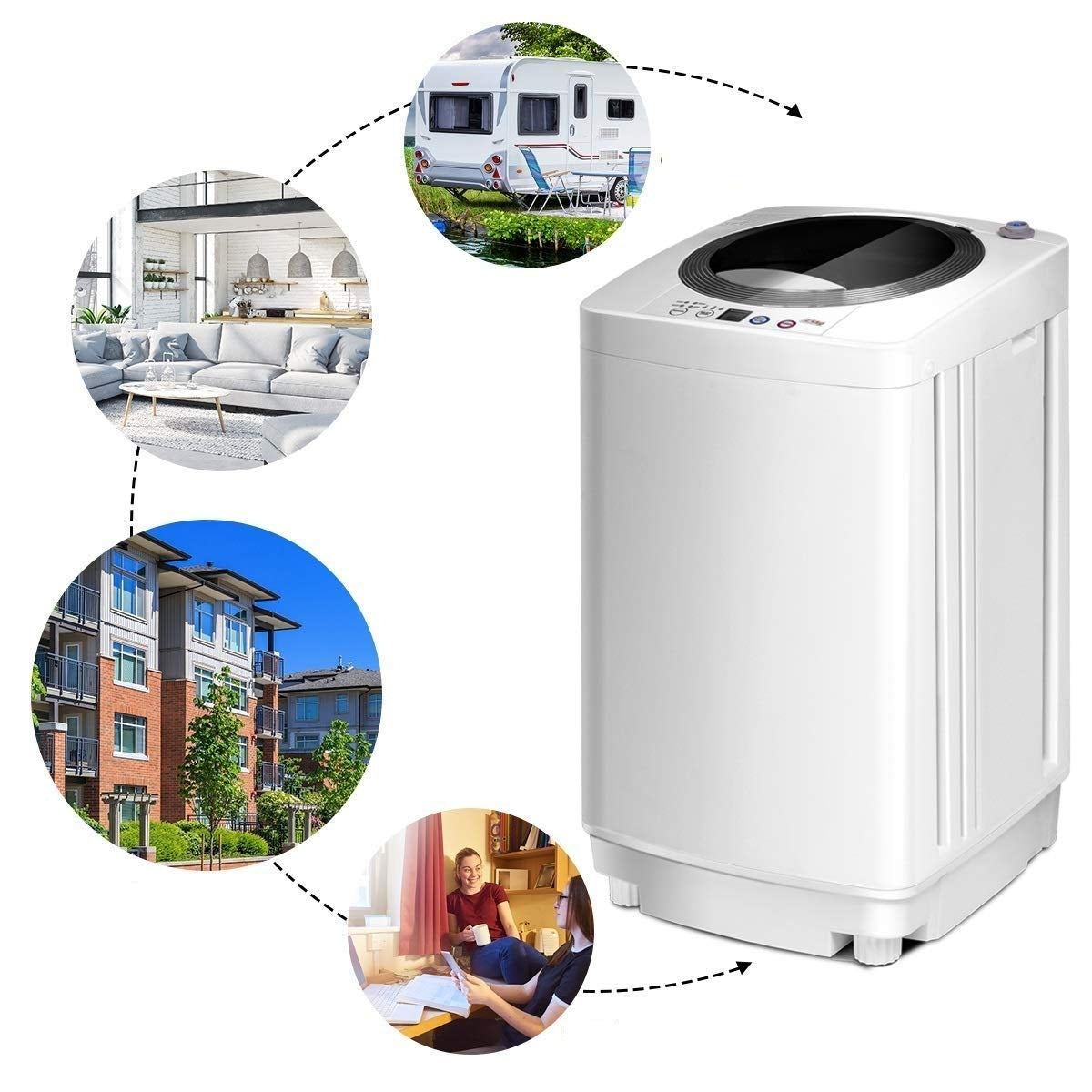 Lavatrice portatile automatico 3,5kg per persone singole 2 in 1 Mini Lavatrice per appartamento Bianco-Dispositivi lavanderia