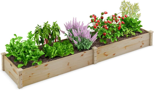 Fioriera da Esterno in Legno, Orto Rialzato da Esterno per Ortaggi, Fiori, Piante Aromatiche e Frutta, Aiuola per Cortile, Giardino e Prato, 240 x 60 x 25 cm