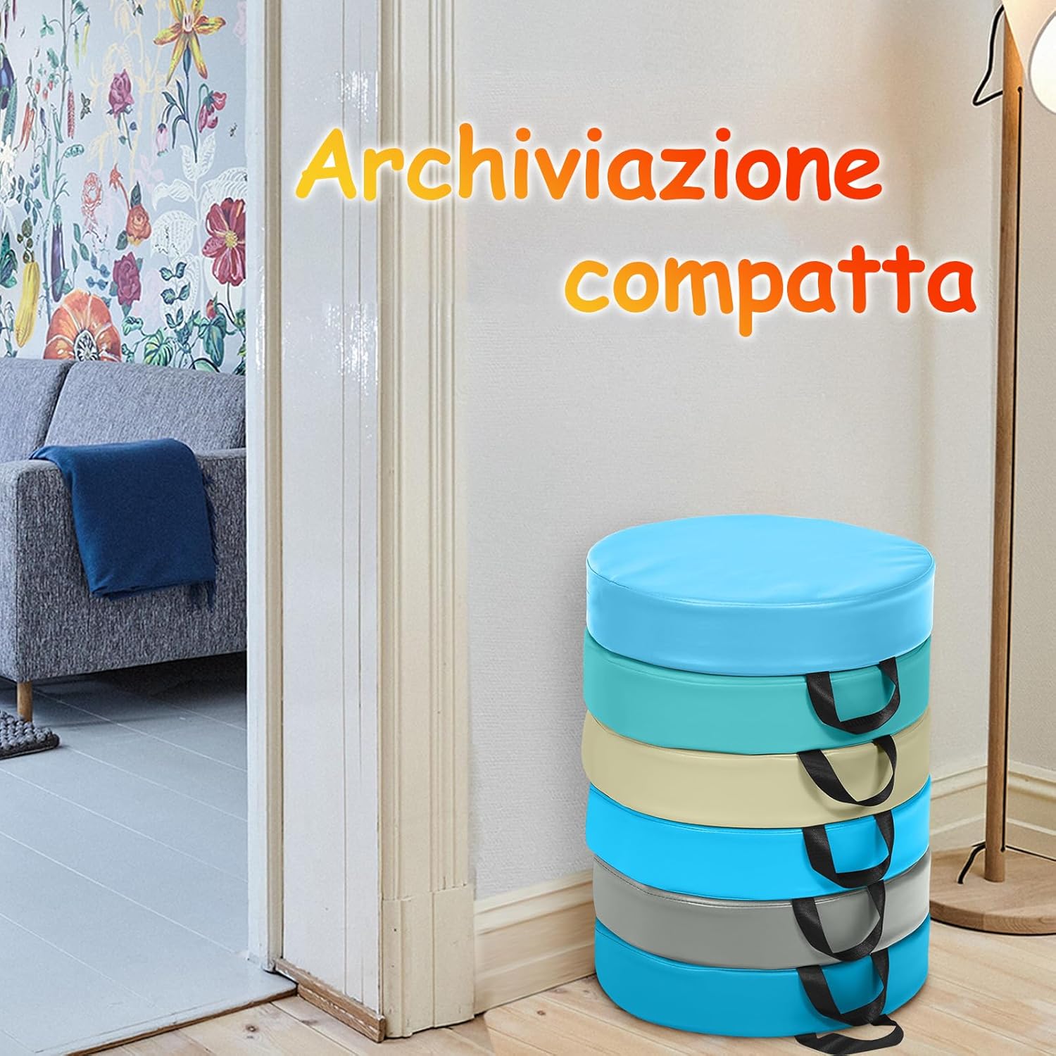 Tappeto per Bambini 6 Pezzi, Tappeto da Terra Cuscino Yoga Meditazione, per Camera da Letto e Salotto, Moderno 38x38x8cm