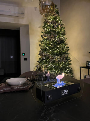 Camino etanolo da tavolo per interni ed esterni 35x12x28 cm, Mini camino bioetanolo da tavol, Bruciatore a bioetanolo per Atmosfera