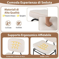 Sedia Relax Imbottita, Sedia da Lettura in Sherpa con Imbottitura in Spugna, Piedini Regolabili e Struttura in Metallo, Sedia Moderna per Soggiorno, Studio, Portata 150 kg (Beige)