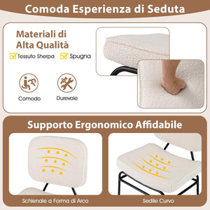 Sedia Relax Imbottita, Sedia da Lettura in Sherpa con Imbottitura in Spugna, Piedini Regolabili e Struttura in Metallo, Sedia Moderna per Soggiorno, Studio, Portata 150 kg (Beige)