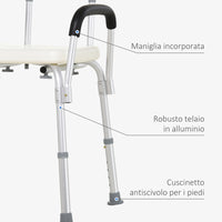 EasyComfort Sedile da doccia con schienale e braccioli Sedile da vasca, sedia regolabile in altezza