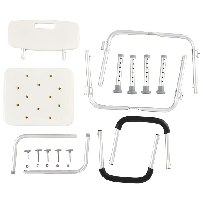 EasyComfort Sedile da doccia con schienale e braccioli Sedile da vasca, sedia regolabile in altezza