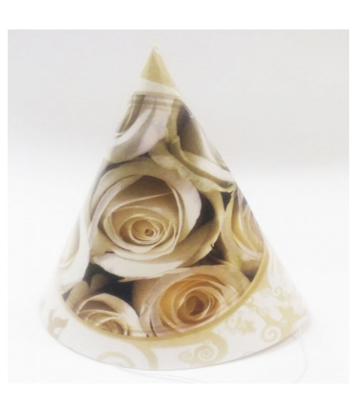 72 Cappello Cappelli Di Carta Cono Feste Rose Bianco Cappellino Monouso Party         