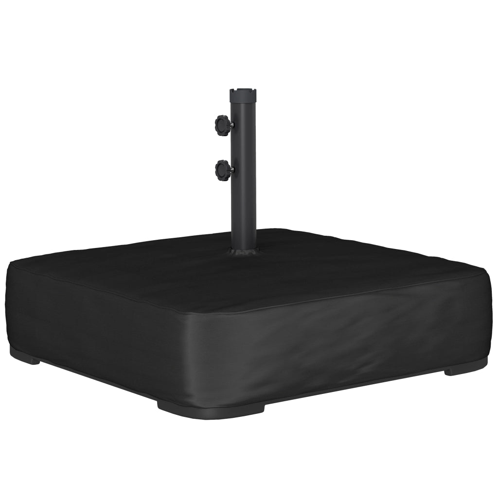 Base per Ombrellone Riempibile con Sabbia per Pali da Ø48 mm in Plastica e Tessuo Oxford Nero
