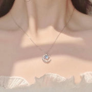 Collana a forma di stella per donna - 925 argento - luna blu rosa - gioiello per bambina.