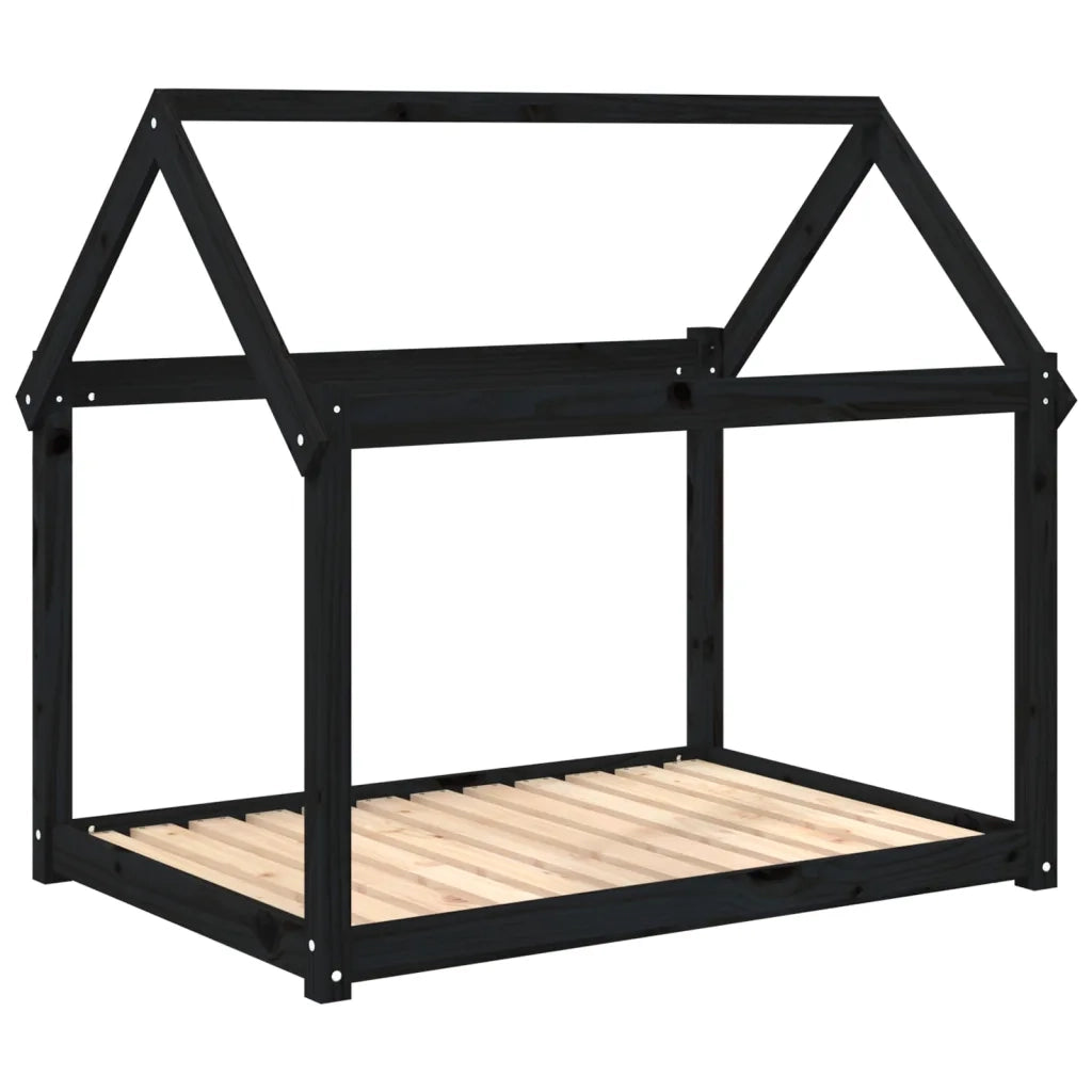 Cuccia per Cani Nera 111x80x100 cm in Legno Massello di Pino 822221