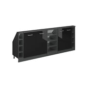 Mobile cucina sottotetto R-Line Nero lucido/Antracite 210 cm Set di 5 Vicco