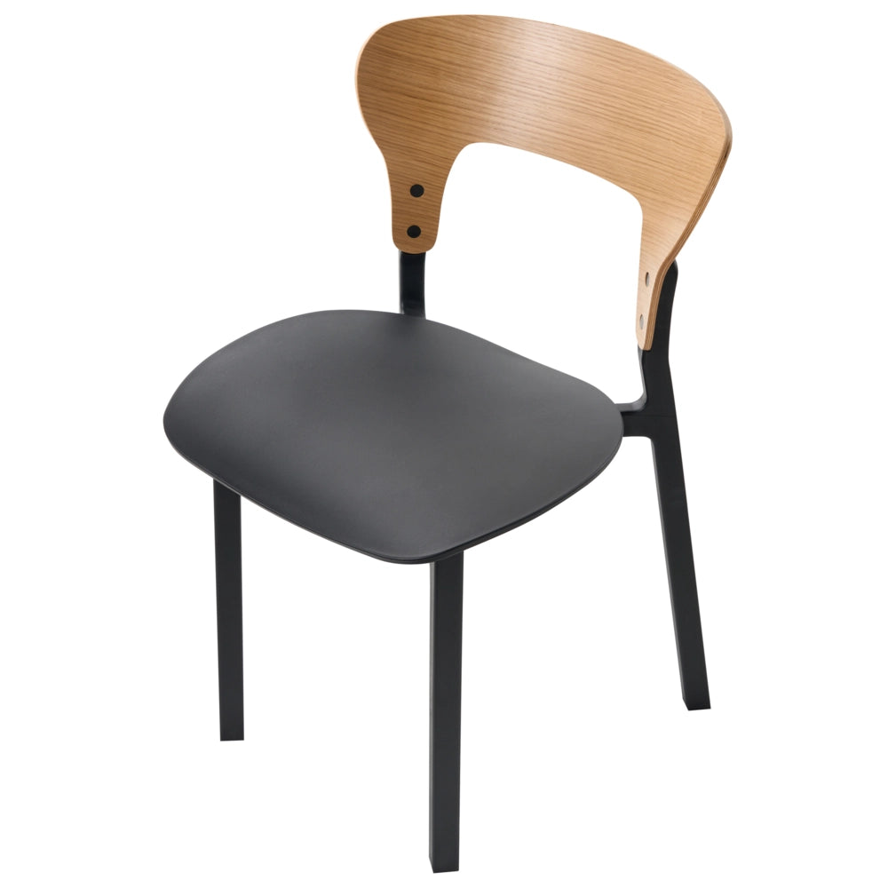 Set di 2 sedie da pranzo in gomma con struttura in legno Mobili da cucina per la sala da pranzo nero in stile retrò