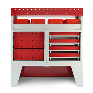 Pacchetto Flame con 1 Scaffale con Cassetti e 2 Scaffali con Mensole per Furgone