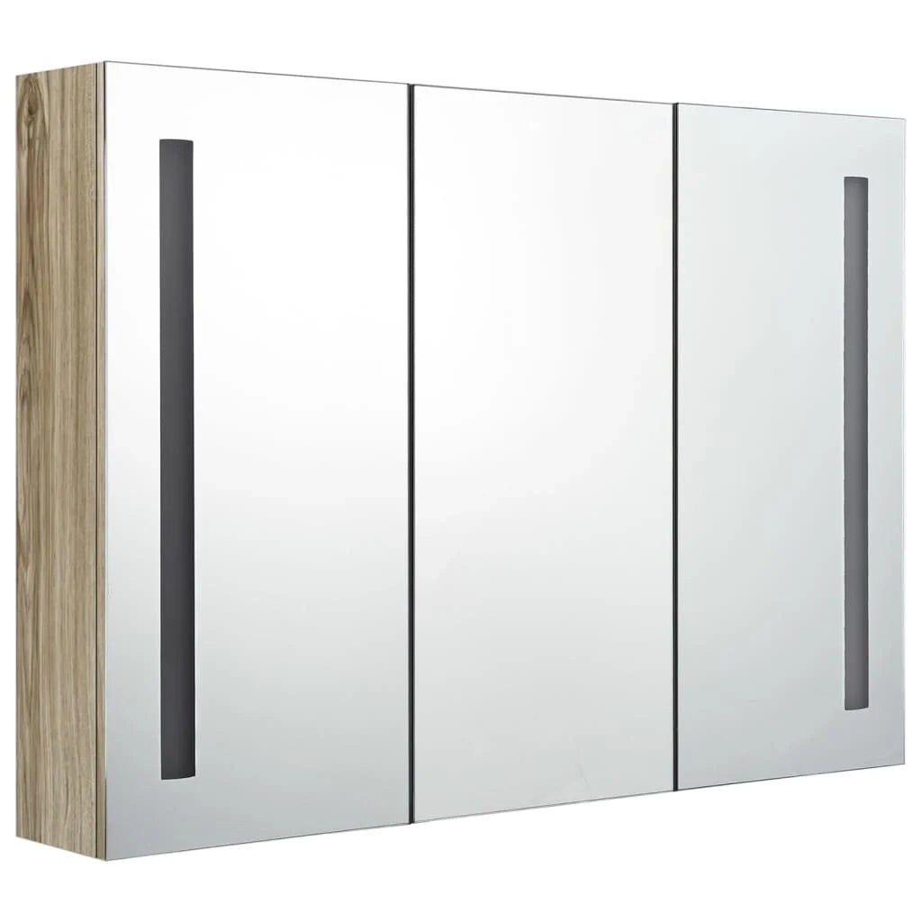 Mobile da bagno con specchio LED 89 x 14 x 62 cm rovere 02_0006574