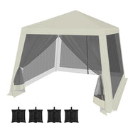Pavilione 3x3 m – Tuine pavilione con pareti laterali, rete per insetti e 4 contenitori per sabbia, beige
