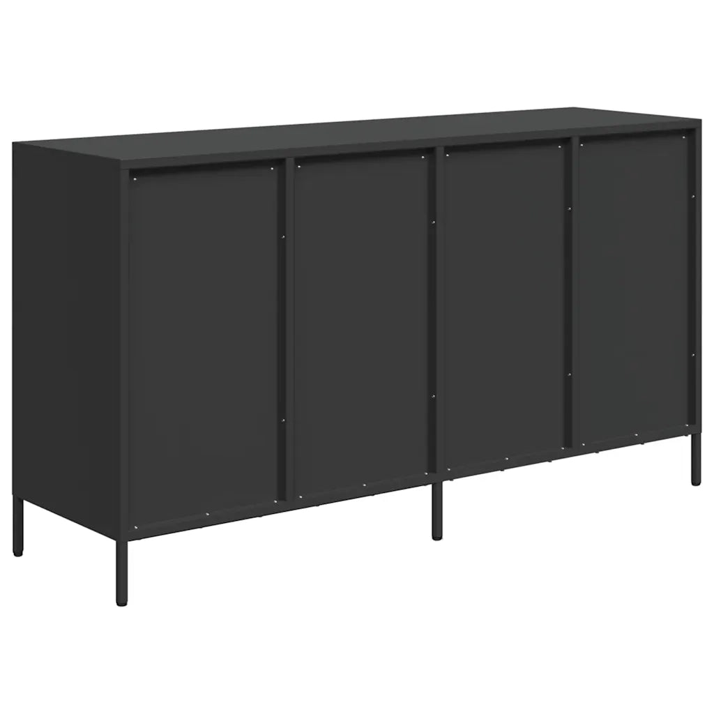 Credenza Nera 135x39x73,5 cm in Acciaio Laminato a Freddo