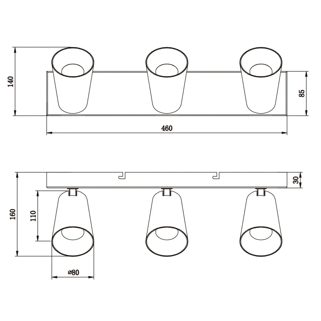 LÚZETE - SPOT SOFFITTO/PARETE 3 LUCI METALLO NERO GU10 SILVANO