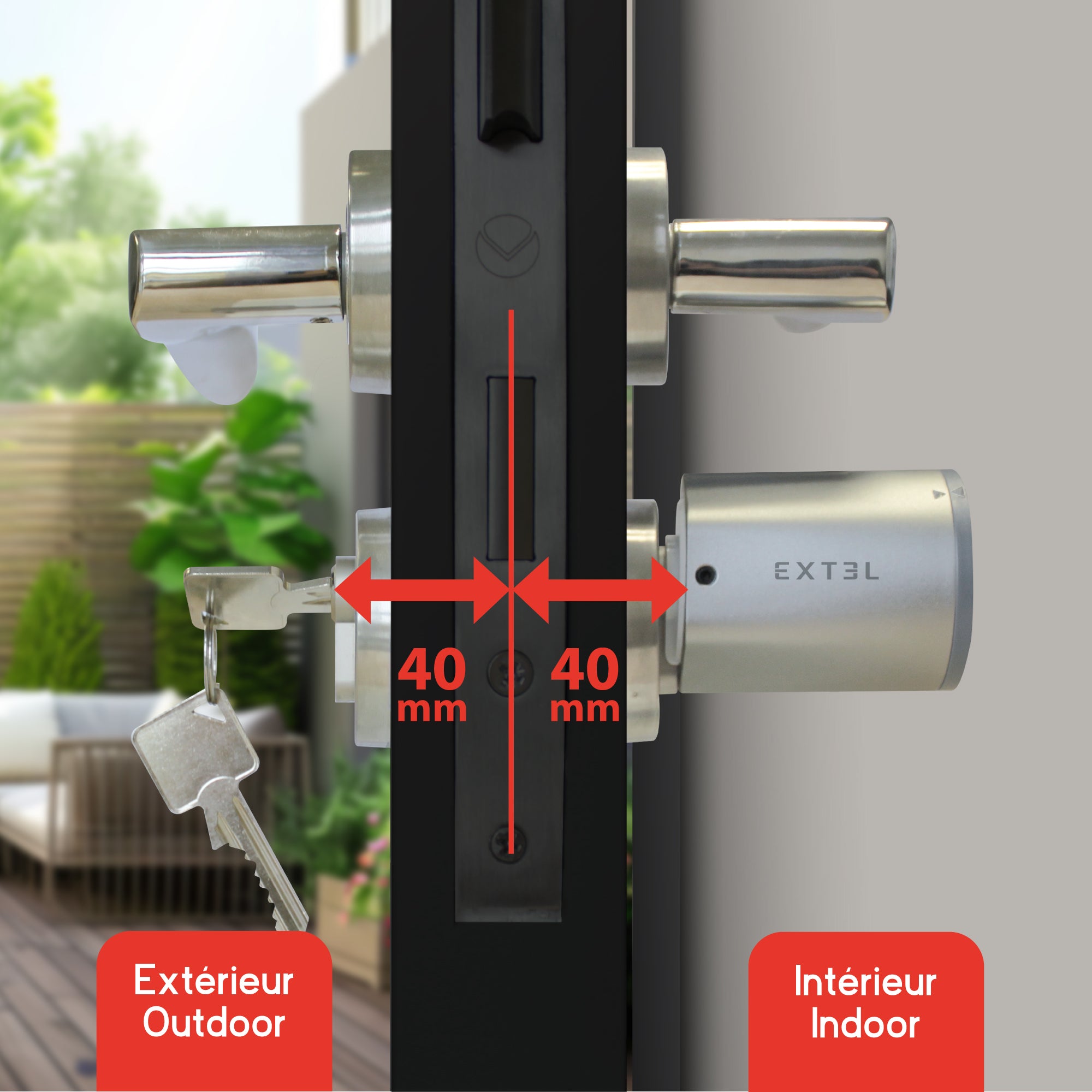 Kit Extel Lock Premium40 – Serratura Smart Bluetooth + cilindro 40/40 mm + tastiera wireless + 2 badge aggiuntivi
