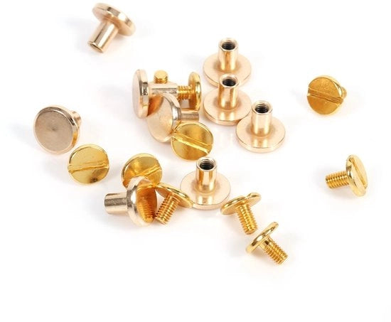 Nastri di allacciatura in ottone - Rvs niti - Duraturi e multiformi - Color oro - Per abbigliamento e pelle - 10 set - 5/6.5/8mm