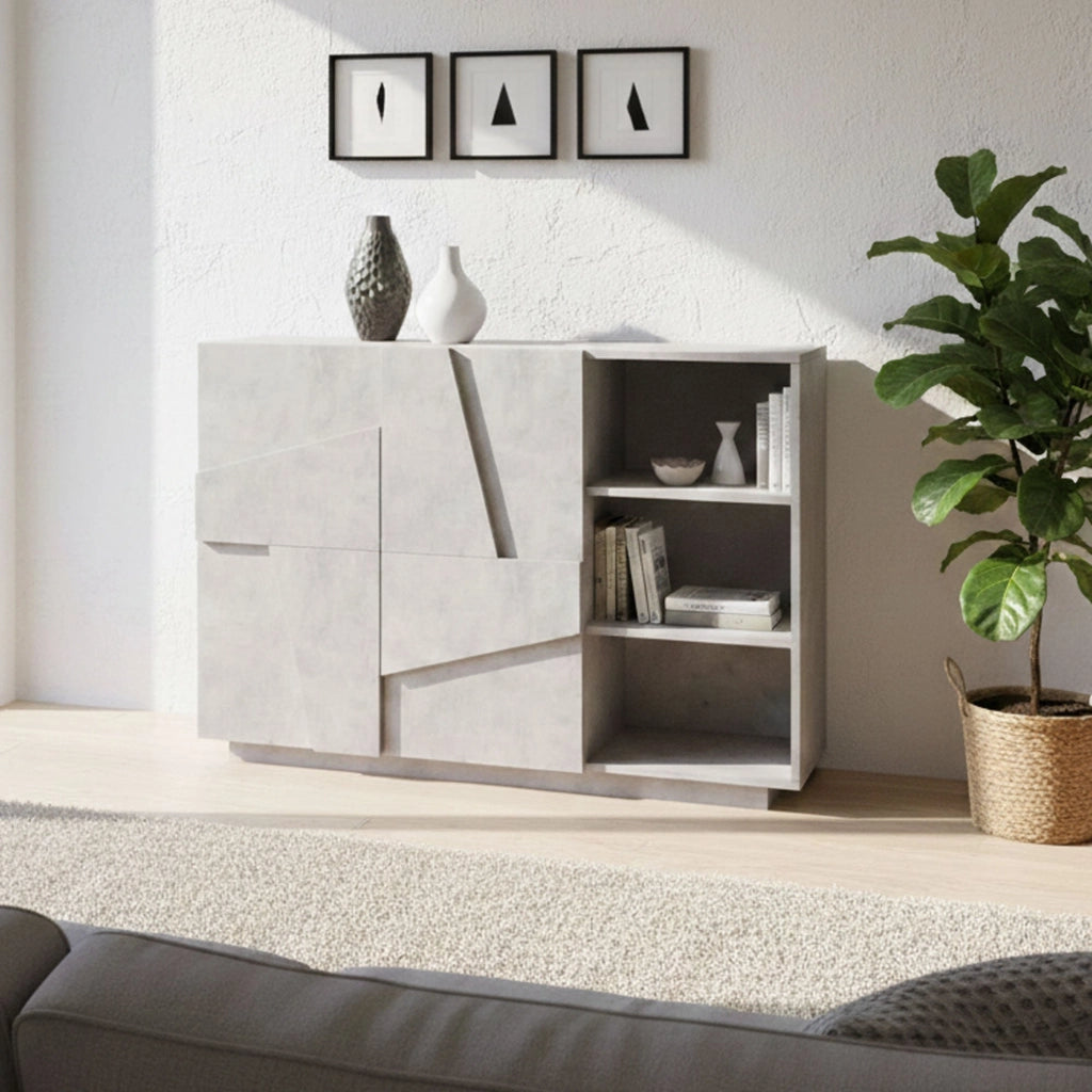 Mobile da ingresso a 2 ante e scaffali Acab, Made in Italy, Entratina moderna, Credenza per atrio, cm 121x38h86, Grigio Ardesia