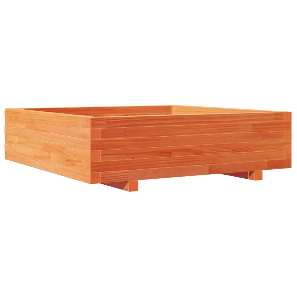 Fioriera | Cassetta per fiori | Vaso Giardino Marrone Cera 90x90x26,5cm Legno Massello Pino
