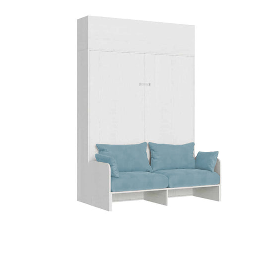 Letto Matrimoniale A Scomparsa 160 Kentaro Con Divano E Pensile Bianco Frassino e Azzurro