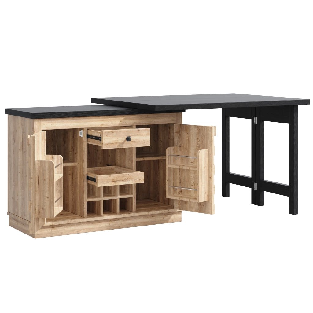 Mobile contenitore con 2 ante; cassetto e portabottiglie per cucina in MDF wood 120-197×40×74.2 cm