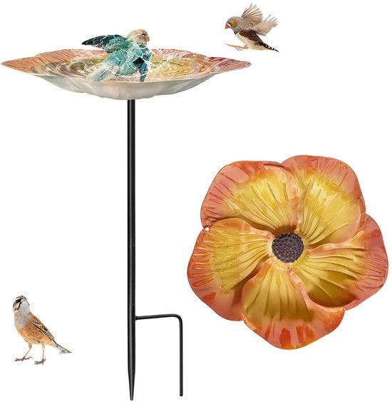 Vogelbad in piedi per giardino, vasca acquatica per uccelli invernale con base, vasca acquatica per uccelli in piedi resistente al gelo, vasca acquatica per uccelli per esterno, casa alimentatore con supporto standard, casa alimentatore per esterno