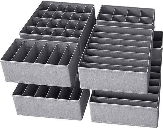 Sistema di organizzazione per armadi con 8 contenitori, organizzatore di cassetti, cassetto di archiviazione, separatore di cassetti pieghevole per intimo, reggiseni, calze, cravatte, prodotti per la cura dei pannolli