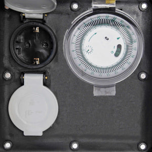 Presa multipla con timer, effetto pietra, Multipresa per esterno con 2 prese, protezione IP44