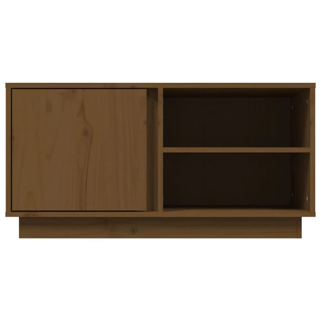 Mobile TV multimediale scaffale TV credenza TV sala da pranzo soggiorno camera da letto color miele 80 x 35 x 40,5 cm legno di pino massiccio marrone 02_0027722