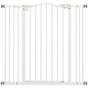 Cancelletto per Cani Estensibile con 4 Viti Regolabili, in Metallo e Plastica, 74-100x94 cm, Bianco