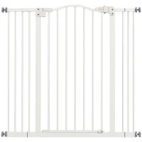 Cancelletto per Cani Estensibile con 4 Viti Regolabili, in Metallo e Plastica, 74-100x94 cm, Bianco