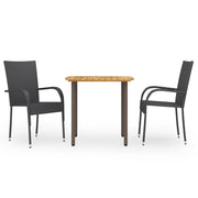Set da pranzo da giardino per esterni 3 pezzi in resina di vimini nera 02_0013687