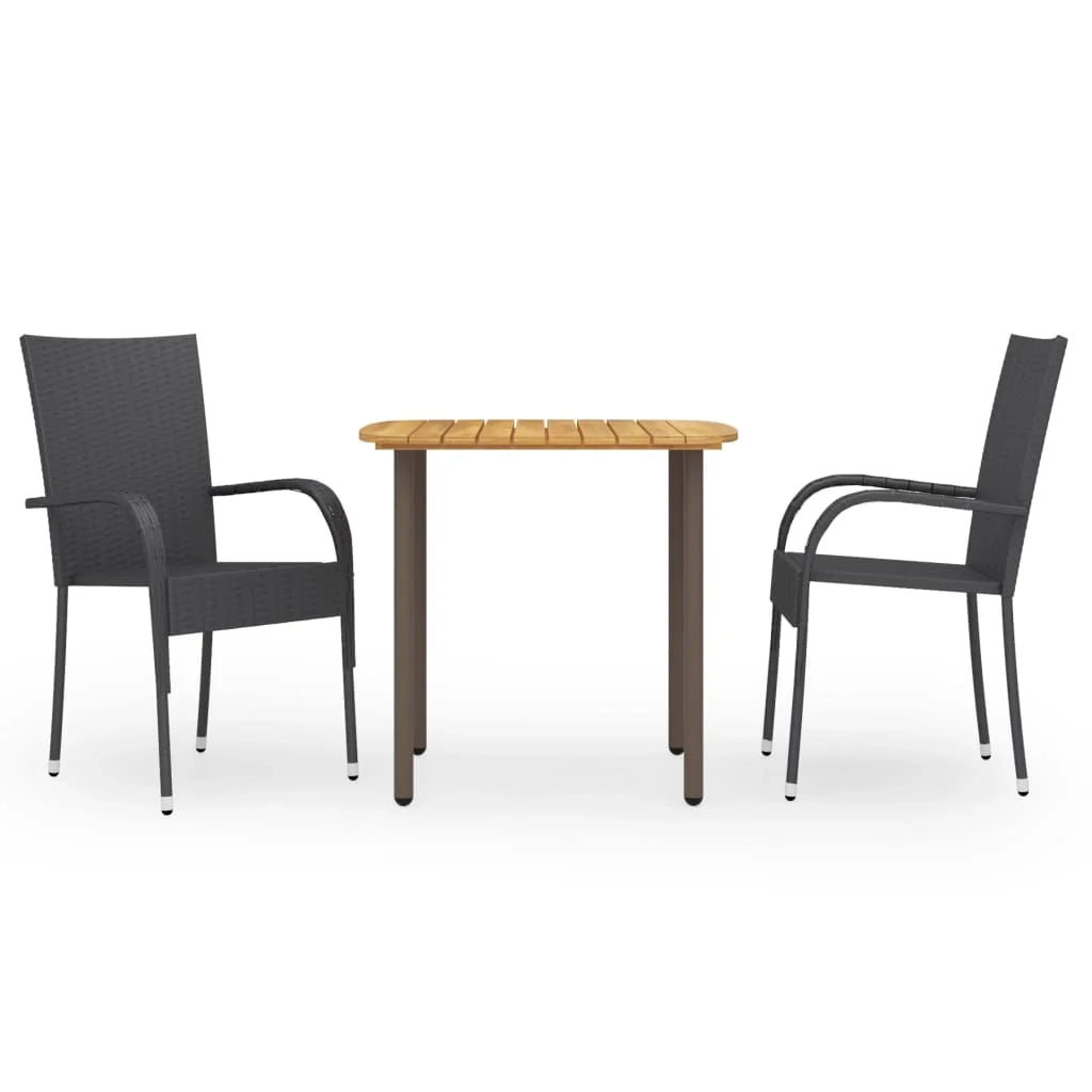 Set da pranzo da giardino per esterni 3 pezzi in resina di vimini nera 02_0013687
