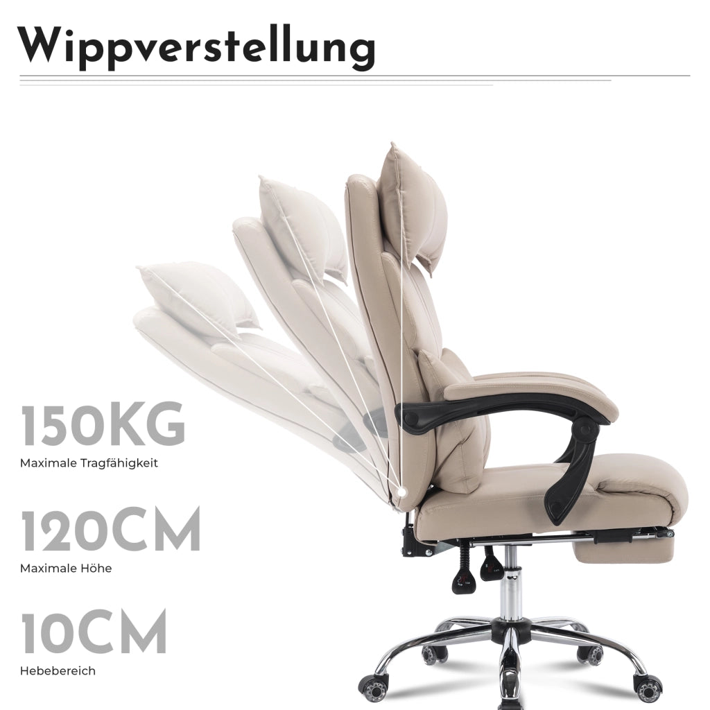SEDIA UFFICIO ergonomica con supporto lombare regolabile, tessuto beige