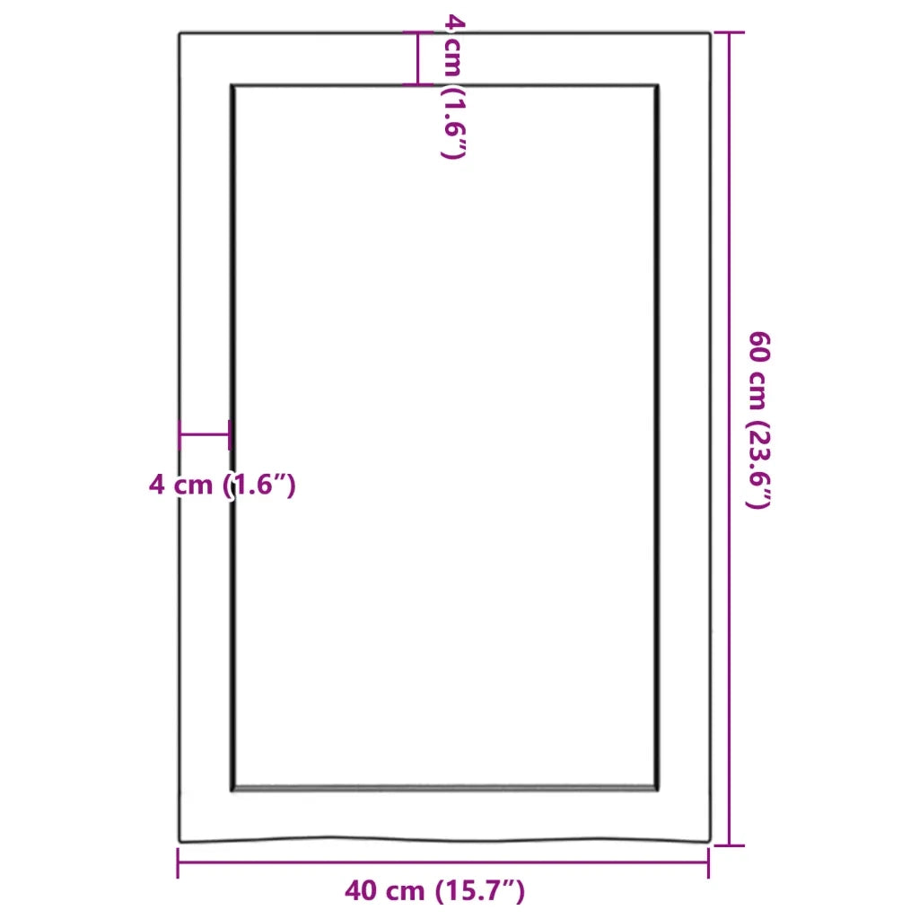 Piano Bagno Marrone 40x60x(2-6) cm Legno Massello Trattato 3156100